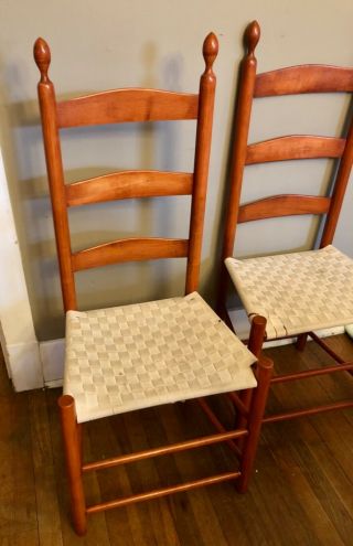 Cherry Wood Shaker Ladder Back Chair With Flame Finials