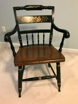 L.  Hitchcock Stenciled Black Harvest Arm Chairs - 2