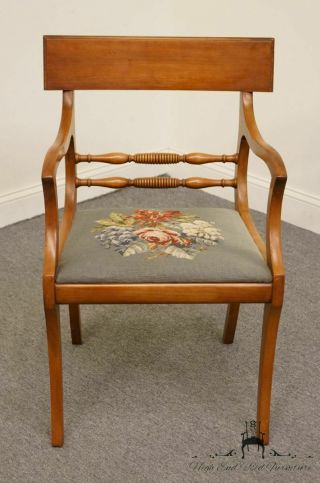 Antique Duncan Phyfe Dining Arm Chair with Needlepoint Cushion 3
