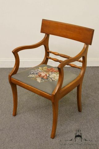 Antique Duncan Phyfe Dining Arm Chair with Needlepoint Cushion 4