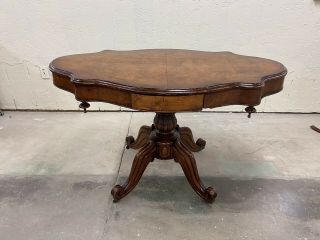 Victorian Burled Walnut Turtle Top Center Table