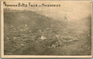 Vintage 1910s War Real Photo Rppc Postcards " Rumaian Battle Field - Macedonia "