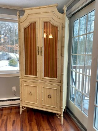 Vintage Thomasville Faux Bamboo China Cabinet,
