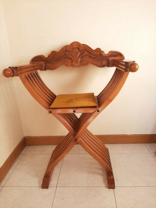 Vintage Italian Folding Wood Chair Savonarola