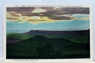 Virginia Va Blue Ridge Mountains Skyline Drive Sunset Postcard Old Vintage Card