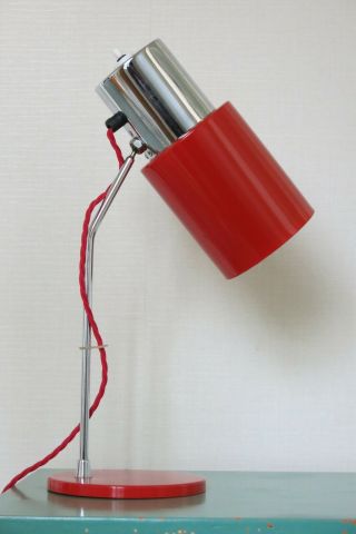 Vintage Red & Chrome Desk Lamp Model 1636 By Josef Hurka For Napako
