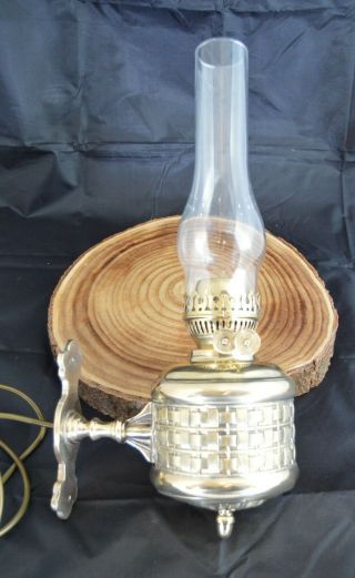 Stunning Vintage Brass Church Wall Oil Lamp.  Converted To Electric.