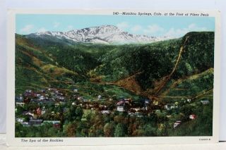 Colorado Co Manitou Springs Pikes Peak Rockies Spa Postcard Old Vintage Card Pc