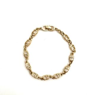 Christian Dior Vintage Gold Bracelet Chain Logo Signed Authentic