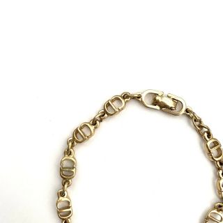 Christian Dior Vintage Gold Bracelet Chain Logo Signed Authentic 2