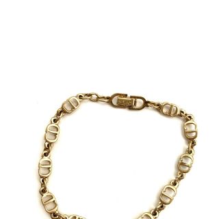 Christian Dior Vintage Gold Bracelet Chain Logo Signed Authentic 3