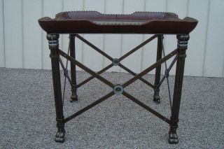 59713 Bronze and Leather Glass Top End Table Stand Nightstand 5