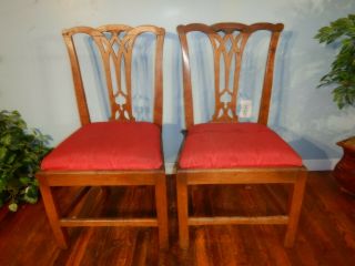 Set Of 2 Antique Chippendale Dining Chairs Accent Side