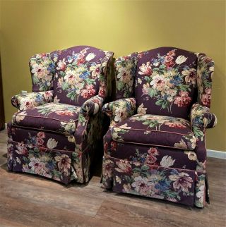 Pair Custom Wingback Chairs - Highly Detailed,