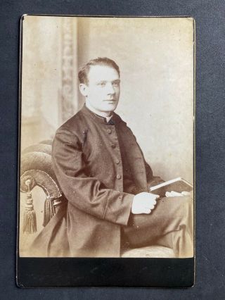 Victorian Photo: Cabinet Card: Handsome Young Man,  Religious Clergyman