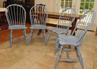 Best Set Of 4 Vintage Hand Made Hoop Back Windsor Chairs With Scooped Seats