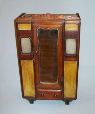 Old Antique Vtg Mid 19th C 1800s Miniature Folk Art Hand Made 17 " Empire Armoire