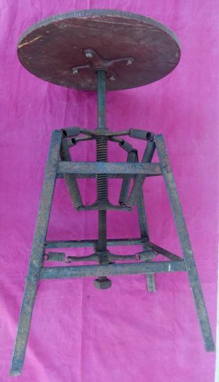 Antique Industrial Drafting Suspended Springs Stool American Cabinet Co.