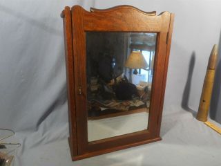 Antique/vintage Oak Key Cabinet Medicine Chest Bathroom Beveled Mirror