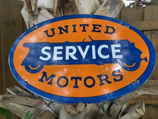 Vintage United Motors Porcelain Metal Sign Oil Service Station Gas Uk Lube Auto