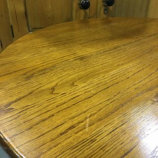 Vintage Solid Oak Claw Foot Round Coffee Table Footed Antique Lion Paw 6