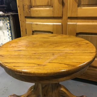 Vintage Solid Oak Claw Foot Round End Table Footed Antique Lion Paw Accent 4