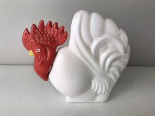 Vintage Avon Milk Glass Collectible Fragrance Jar Lotion Rooster Chicken