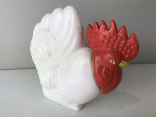 Vintage Avon Milk Glass Collectible Fragrance Jar Lotion Rooster Chicken 3