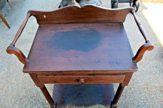 19th Century One Drawer Wash Stand With Towel Bars And Shelf