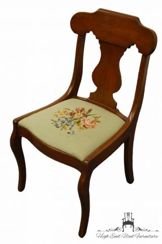 1940 ' s Vintage Antique Duncan Phyfe Dining Side Chair w.  Needlepoint Seat 3978 2