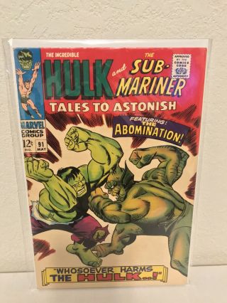 Tales To Astonish 91 Vf - 1st Lava Monster 2nd Abomination Marvel Comics 1967