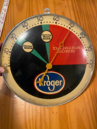 Pam Clock Co Kroger Outdoor Wall Hanging Thermometer Vintage Advertisement