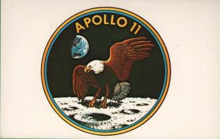 Vintage Nasa Kennedy Space Center Postcard Official Apollo 11 Insignia