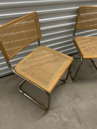 Set of 2 Vintage Mid - Century Marcel Bruere style Cane Wood Chairs 3
