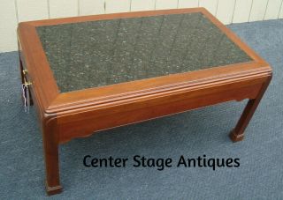 61493 Statton Solid Cherry Marble Top Coffee Table W/ 2 Drawers