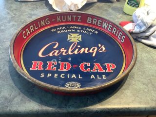 Rare Vintage Carling Kuntz Tin Litho Beer Tray Canada In