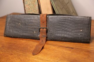 Vintage Antique Leather Planner Organizer Binder Ledger Drafting Wallet Books