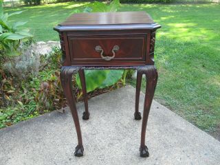 Antique Side / End Mahogany Table Chippendale Style Ball And Claw Foot Restored
