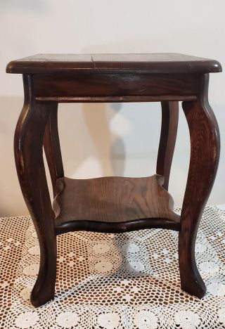 Antique Small Square Side Table Oak Approximately 18” X 14”