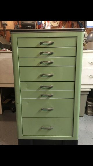 Vintage Green Dental Cabinet With Drawers 2