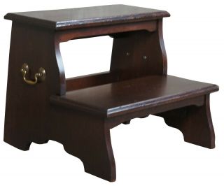 Ethan Allen Georgian Court Chippendale Style Solid Cherry Bed Step Stool 11 - 3034