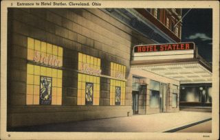 Hotel Statler Entrance Cleveland Ohio 1930s Vintage Postcard