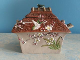 Unique Thatched Roof Cottage With Hummingbirds Teapot