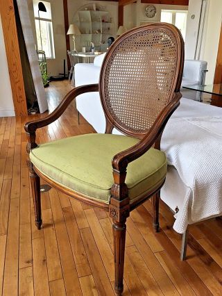 Pair French Style Caned Armchair