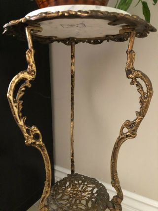 Vintage Victorian Brass & Marble Plant Stand,  29 