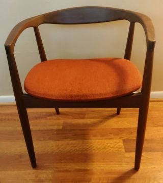 Danish Teak Side Chair Burnt Orange Cushion Denmark Hans Wegner Style Mcm Modern
