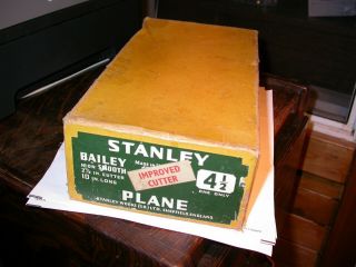 Vintage Stanley 4 1/2 Wood Plane And Papers