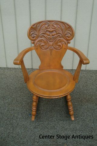 60879 Solid Maple Victorian Rocker Rocking Chair W/ Carved Northwind Face