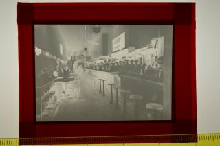 Large Soda Fountain With About 20 Folks,  Vintage Photo Negative,  3 7/8 