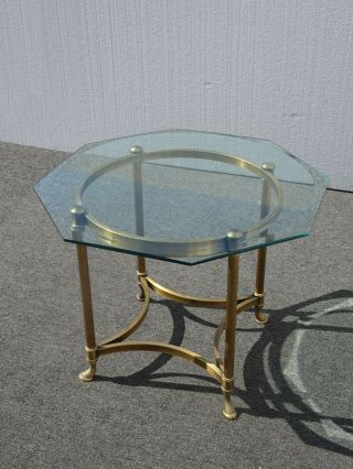 Vintage French Provincial Hoof Feet End Table w Hexagon Glass Top 6